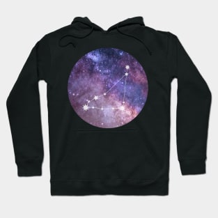 Capricorn Sign in the Dark Pink Starry Night Sky Hoodie